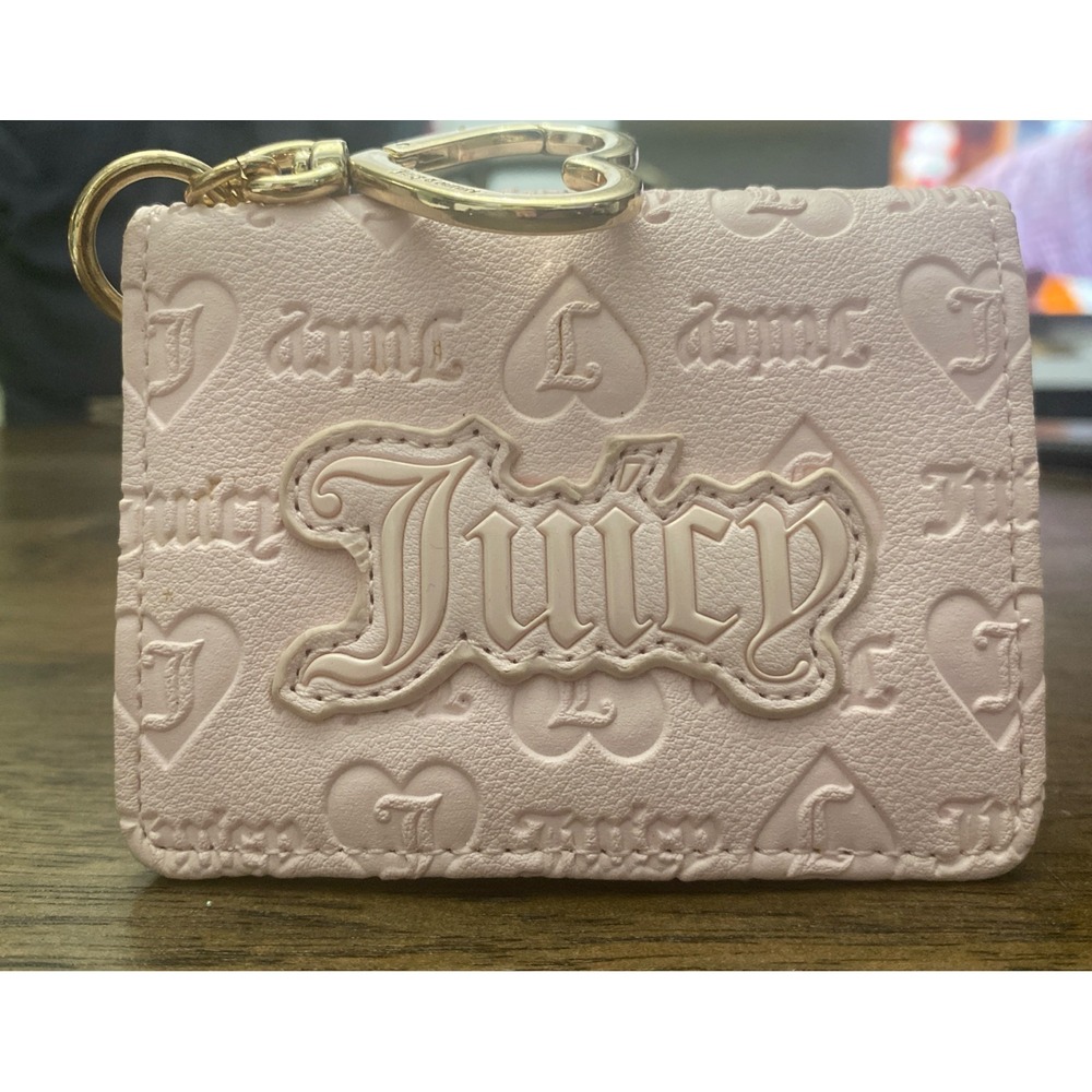 Juicy Couture State Of My Heart Card Case Key Fob Wallet - Sandstone